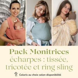 Pack Monitrices écharpes : tissée, tricotée et ring sling