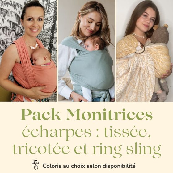 Pack Monitrices écharpes : tissée, tricotée et ring sling