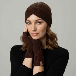 Fun2BeMum Women's Merino Wool Mittens - Chocolate (marrons)