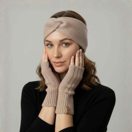 Fun2BeMum Mitaine en laine mérinos pour femme - Beige Naturel