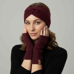 Fun2BeMum Mitaine en laine mérinos pour femme - Burgundy (Cherry)