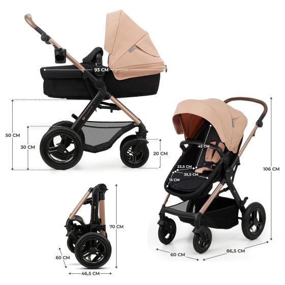 Kinderkraft MOOV 2 AIR Poussette Trio - Système de voyage de la naissance Kinderkraft