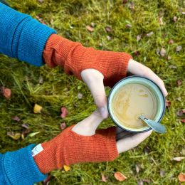 MaM ManyMonths Natural Woollies Long Fingerless Mittens - Rich Amber