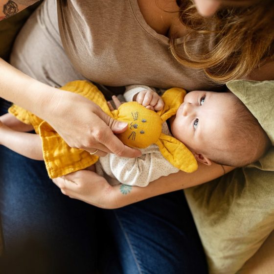 Petite&Mars - HUGO - Doudou Lapin en mousseline de bambou 0m+ Petite & Mars