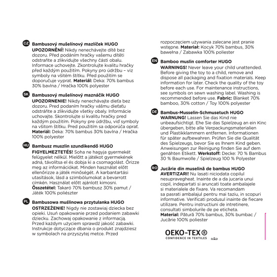 Petite&Mars - HUGO - Doudou Lapin en mousseline de bambou 0m+