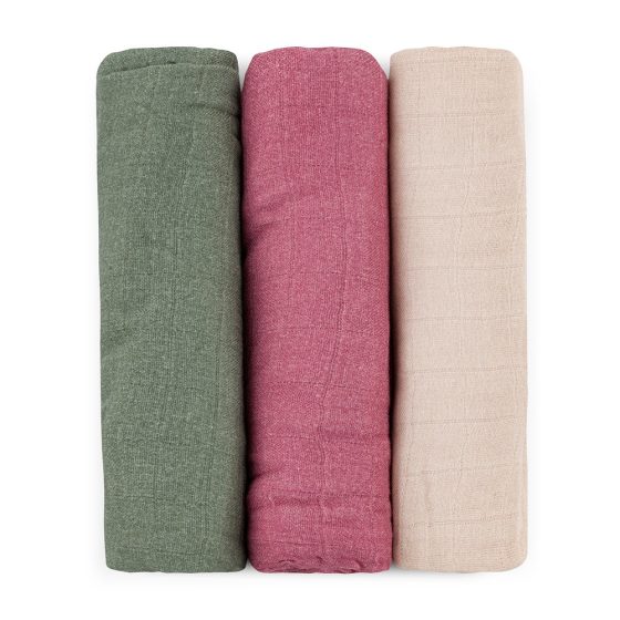 Petite&Mars - Moussy -Set of 3  Bamboo muslin swaddles