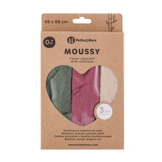 Petite&Mars - Moussy -Set of 3  Bamboo muslin swaddles