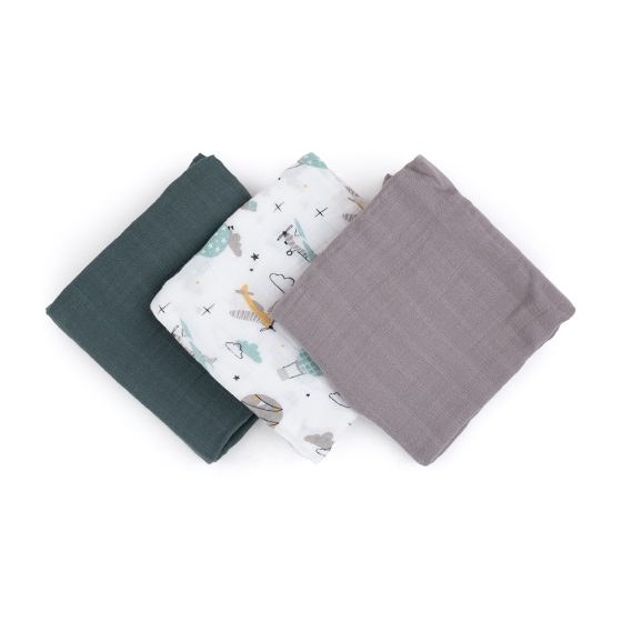 Petite&Mars - Moussy -Set of 3  Bamboo muslin swaddles