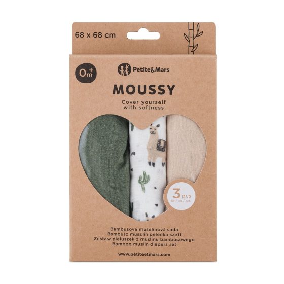 Petite&Mars - Moussy -Set of 3  Bamboo muslin swaddles