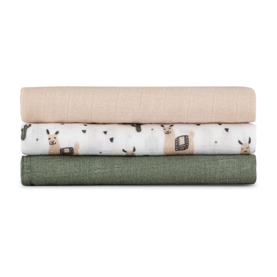 Petite&Mars - Moussy -Set of 3  Bamboo muslin swaddles