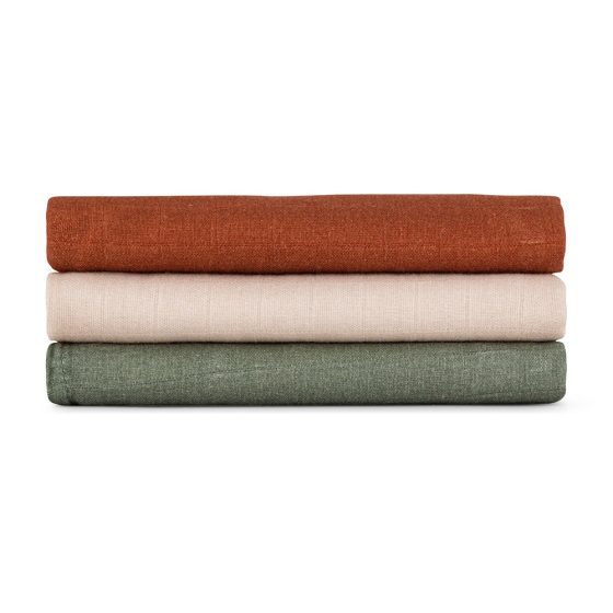 Petite&Mars - Moussy - Lot de 3 Langes en Mousseline de Bambou