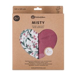 Petite&Mars - Misty-Set of 3  Bamboo muslin swaddles 120x120 - Pink-Meadow