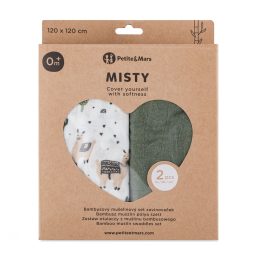 Petite&Mars - Misty-Set of 2 Bamboo muslin swaddles 120x120 - Llama-Vibes