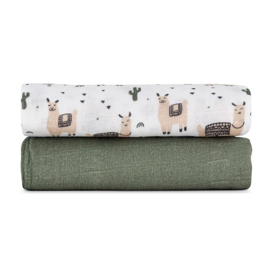 Petite&Mars - Misty - Lot de 2 Langes en Mousseline de Bambou 120x120 Petite & Mars