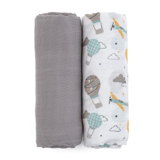 Petite&Mars - Misty-Set of 3  Bamboo muslin swaddles 120x120