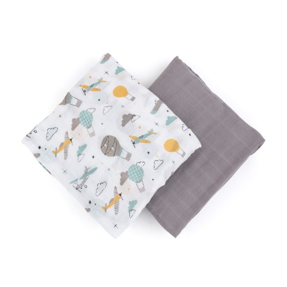 Petite&Mars - Misty-Set of 2 Bamboo muslin swaddles 120x120