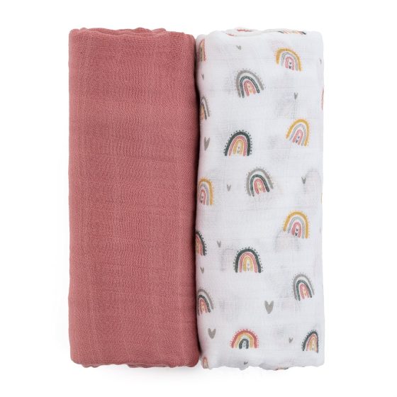 Petite&Mars - Misty-Set of 2 Bamboo muslin swaddles 120x120