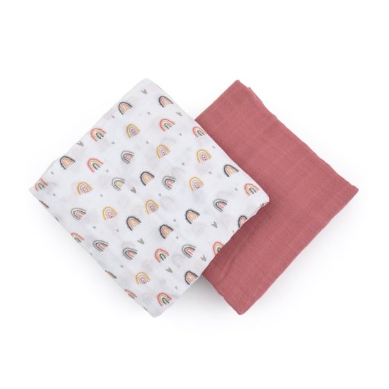 Petite&Mars - Misty-Set of 2 Bamboo muslin swaddles 120x120