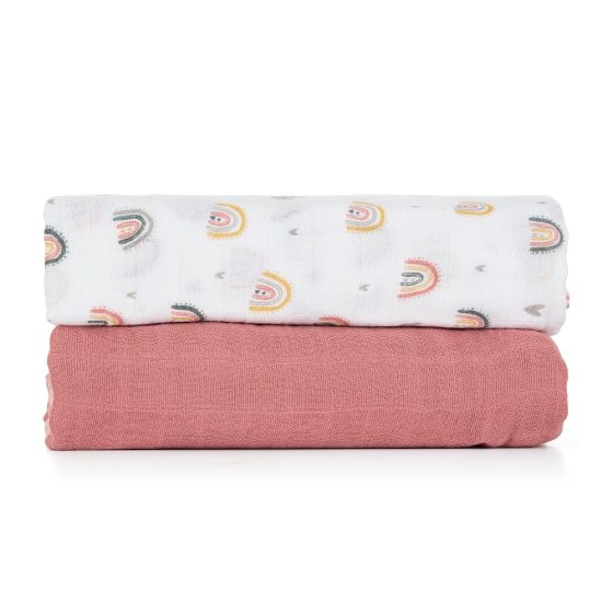 Petite&Mars - Misty-Set of 2 Bamboo muslin swaddles 120x120