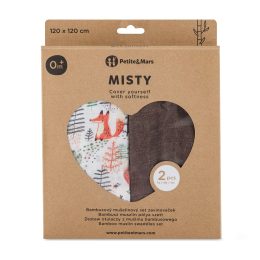 Petite&Mars - Misty-Set of 2 Bamboo muslin swaddles 120x120 - Forest-Fox
