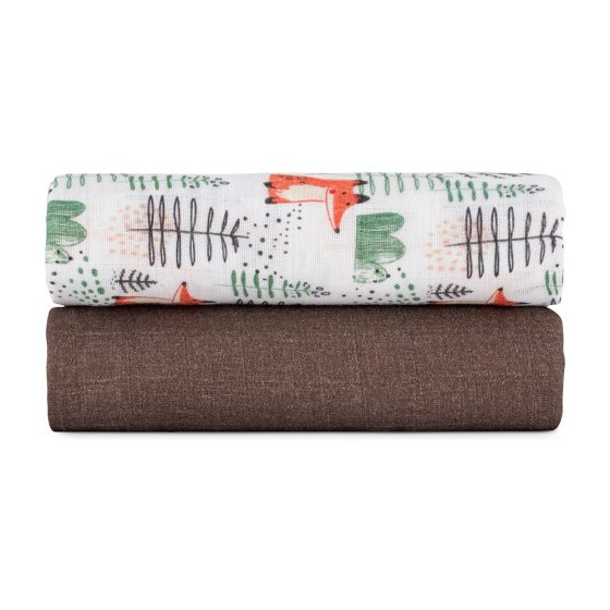 Petite&Mars - Misty - Lot de 2 Langes en Mousseline de Bambou 120x120 Petite & Mars