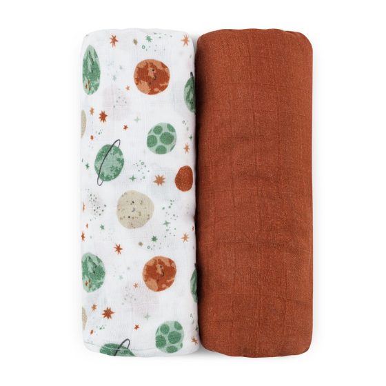 Petite&Mars - Misty-Set of 2 Bamboo muslin swaddles 120x120