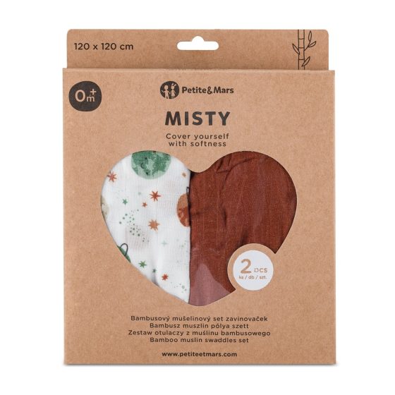 Petite&Mars - Misty-Set of 2 Bamboo muslin swaddles 120x120