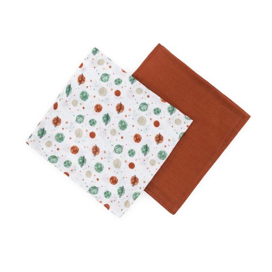 Petite&Mars - Misty - Lot de 2 Langes en Mousseline de Bambou 120x120 Petite & Mars