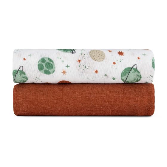 Petite&Mars - Misty-Set of 2 Bamboo muslin swaddles 120x120
