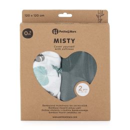 Petite&Mars - Misty-Set of 2 Bamboo muslin swaddles 120x120