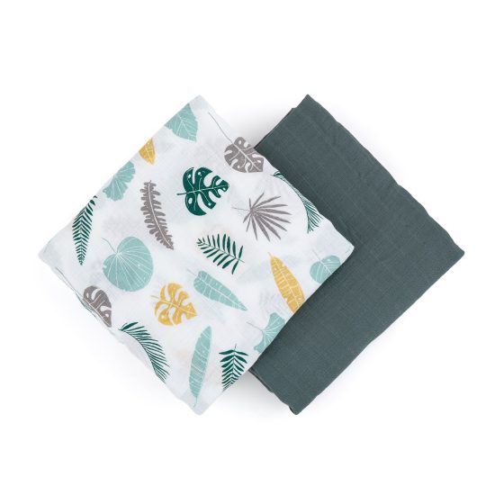 Petite&Mars - Misty-Set of 2 Bamboo muslin swaddles 120x120