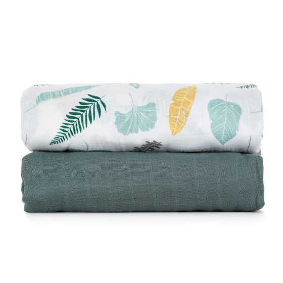 Petite&Mars - Misty-Set of 2 Bamboo muslin swaddles 120x120