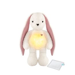 MyHummy Lapin - Peluche à Bruits Blancs | Aide au Sommeil Bébé écru avec oreilles roses
