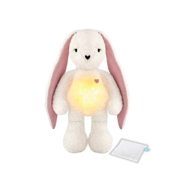 MyHummy Lapin - Peluche à Bruits Blancs | Aide au Sommeil Bébé écru avec oreilles roses