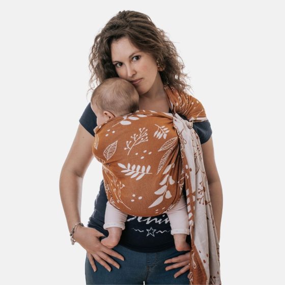 Naturioù Ring Sling Botanie Caramel - écharpe de portage sans noeud