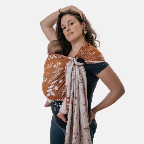 Naturioù Ring Sling Botanie Caramel - écharpe de portage sans noeud
