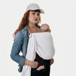 Naturioù Ring Sling Gaufré Blanc - écharpe de portage sans noeud