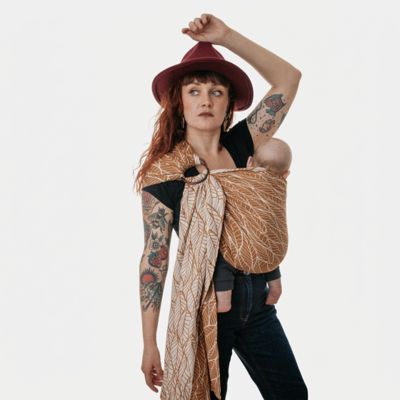 Naturioù Ring Sling Millefeuilles Caramel - écharpe de portage sans noeud