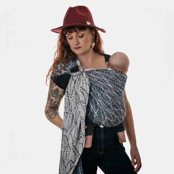 Naturioù Ring Sling Millefeuilles Marine - écharpe de portage sans noeud