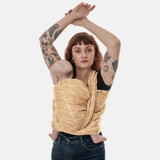 Naturioù Millefeuilles Ocre - Écharpe de Portage Tissée en Jacquard