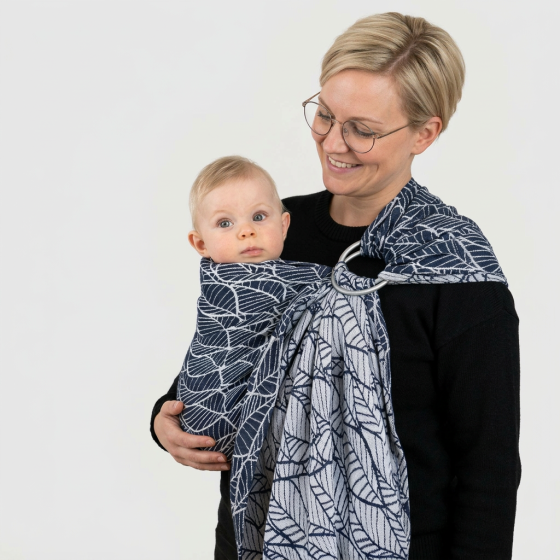 Naturioù Ring Sling Millefeuilles Marine - écharpe de portage sans noeud