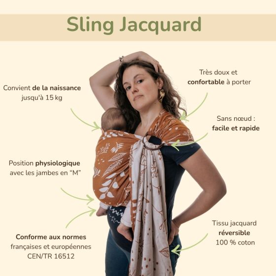 Naturioù Ring Sling Botanie Ocre - écharpe de portage sans noeud