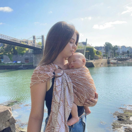 Naturioù Ring Sling Millefeuilles Caramel - écharpe de portage sans noeud