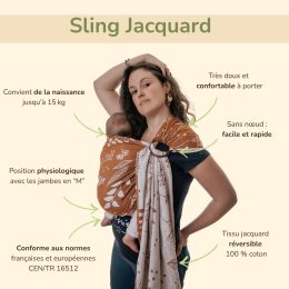 Naturioù Ring Sling Botanie Amande - écharpe de portage sans noeud