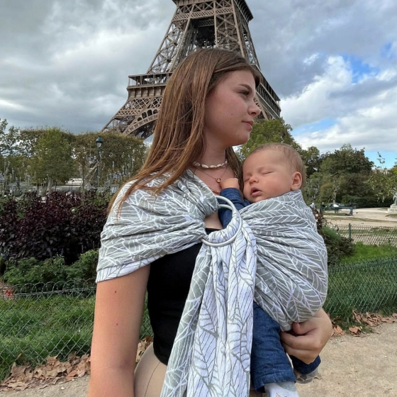 Naturioù Ring Sling Millefeuilles Amande - écharpe de portage sans noeud