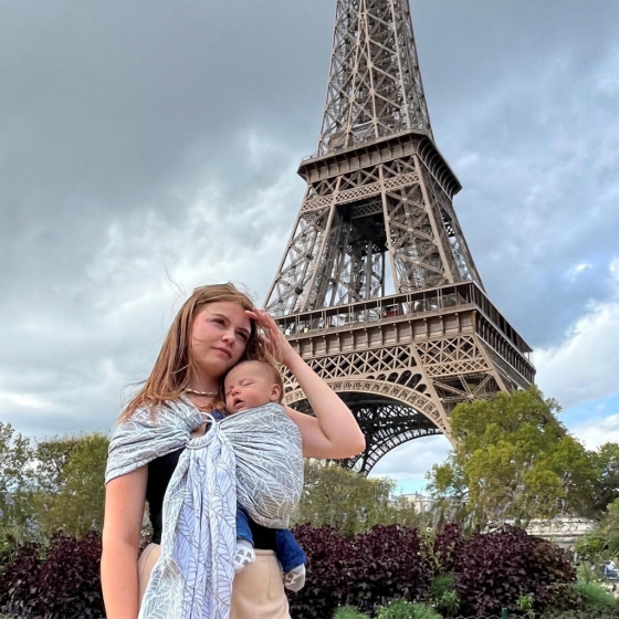 Naturioù Ring Sling Millefeuilles Amande - écharpe de portage sans noeud