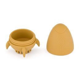 Petite&Mars - Splashy Rocket - Silicone toy with shower brush Splashy Rocket 6m+ - Intense Ochre