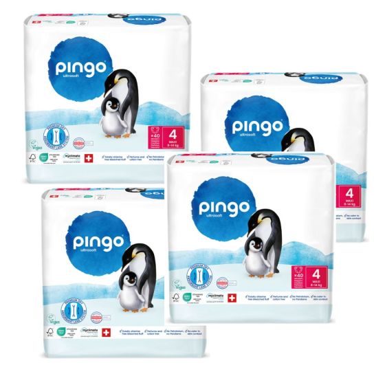 Pingo Pack 4x 40 Couches écologiques jetables Taille 4 Pingo
