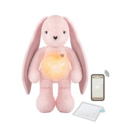 My Hummy Lapin - Peluche Sonore à Bruits Blancs et Veilleuse | Aide au Sommeil Bébé - Pink - 7 en 1 + bouillotte