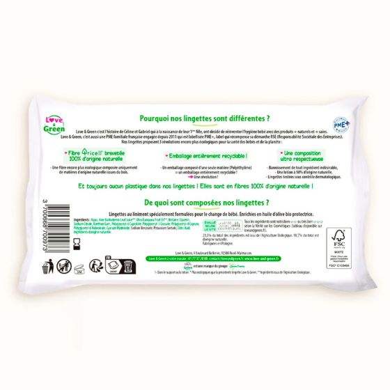 Love and Green lingettes 0% au liniment x 56 Love and Green